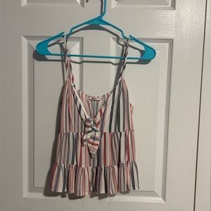 Red, White, Blue, and Black top. Francesca’s but brand is Mi Ami. Size Medium.